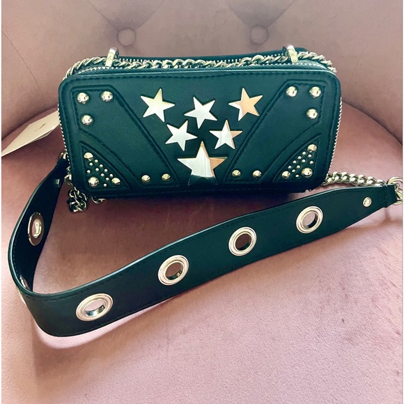 Nasty Gal Handbags - RARE Rock Nasty Gal Faux Leather Stars Studded Black Bag Crossbody